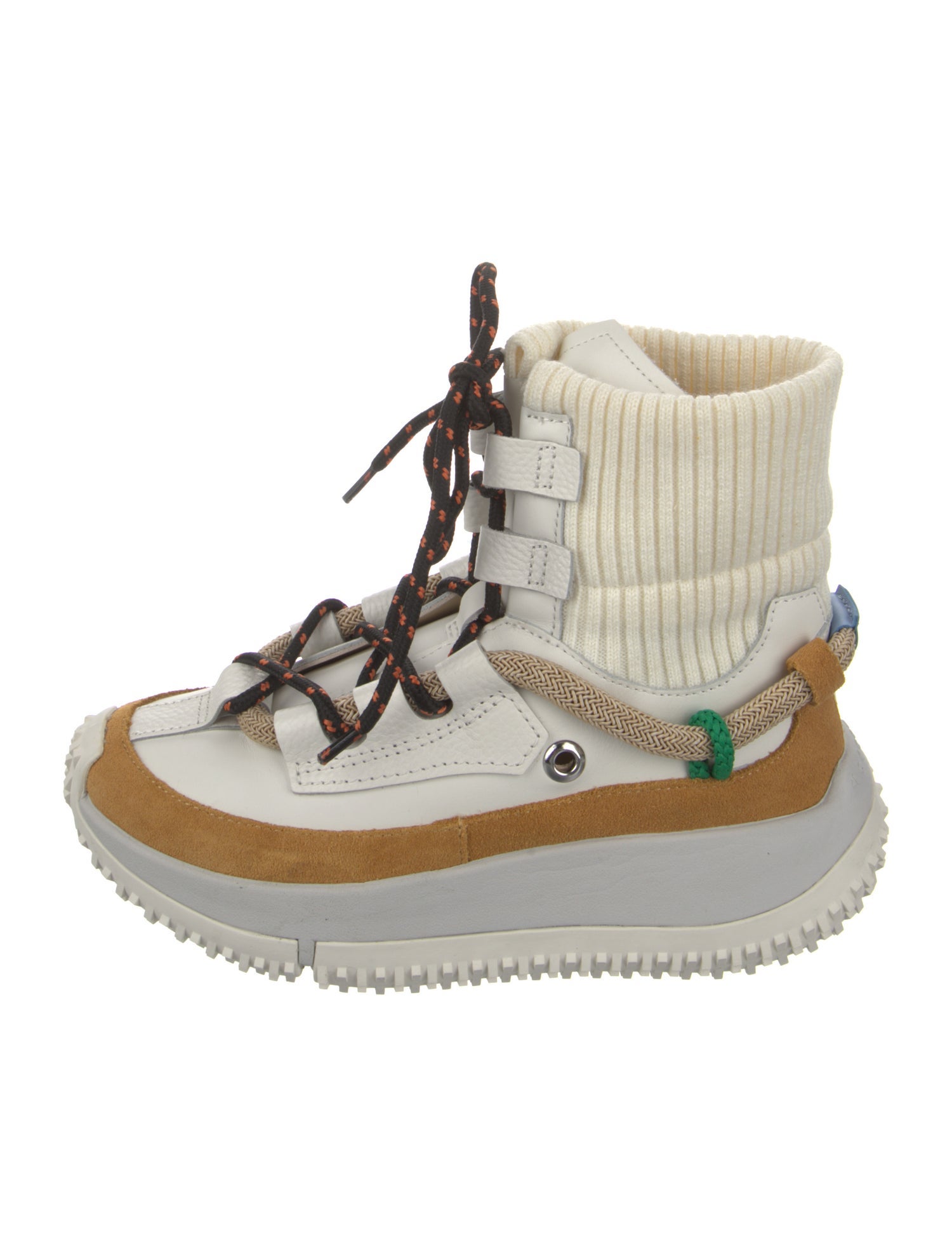 4CCCCEES Leather Colorblock Pattern Wedge Sneakers