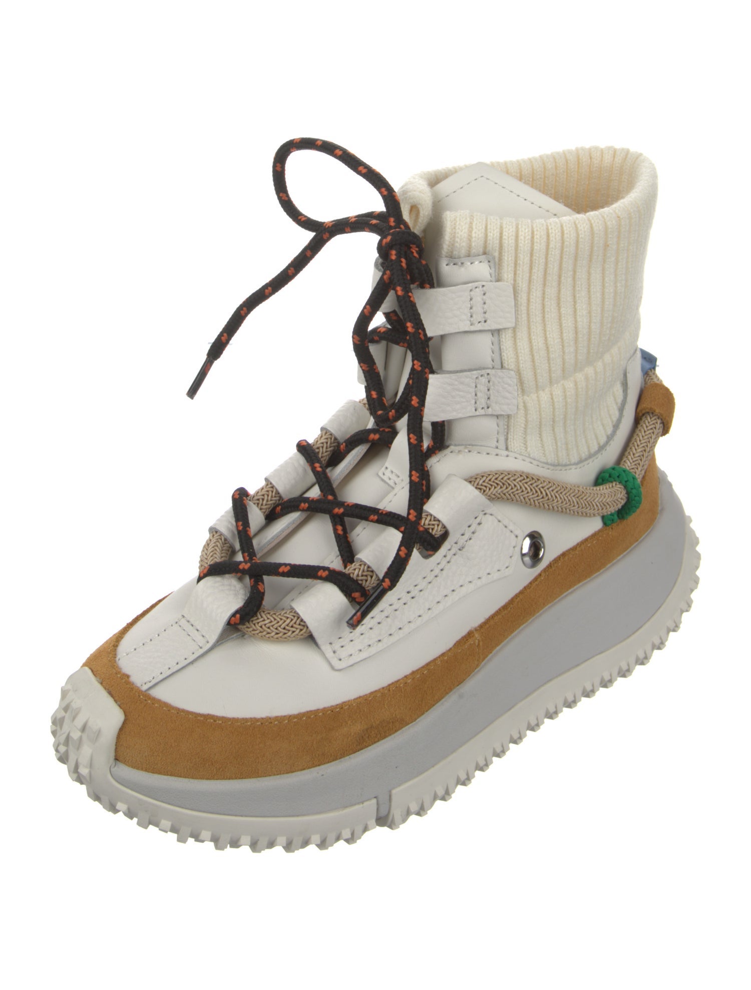 4CCCCEES Leather Colorblock Pattern Wedge Sneakers