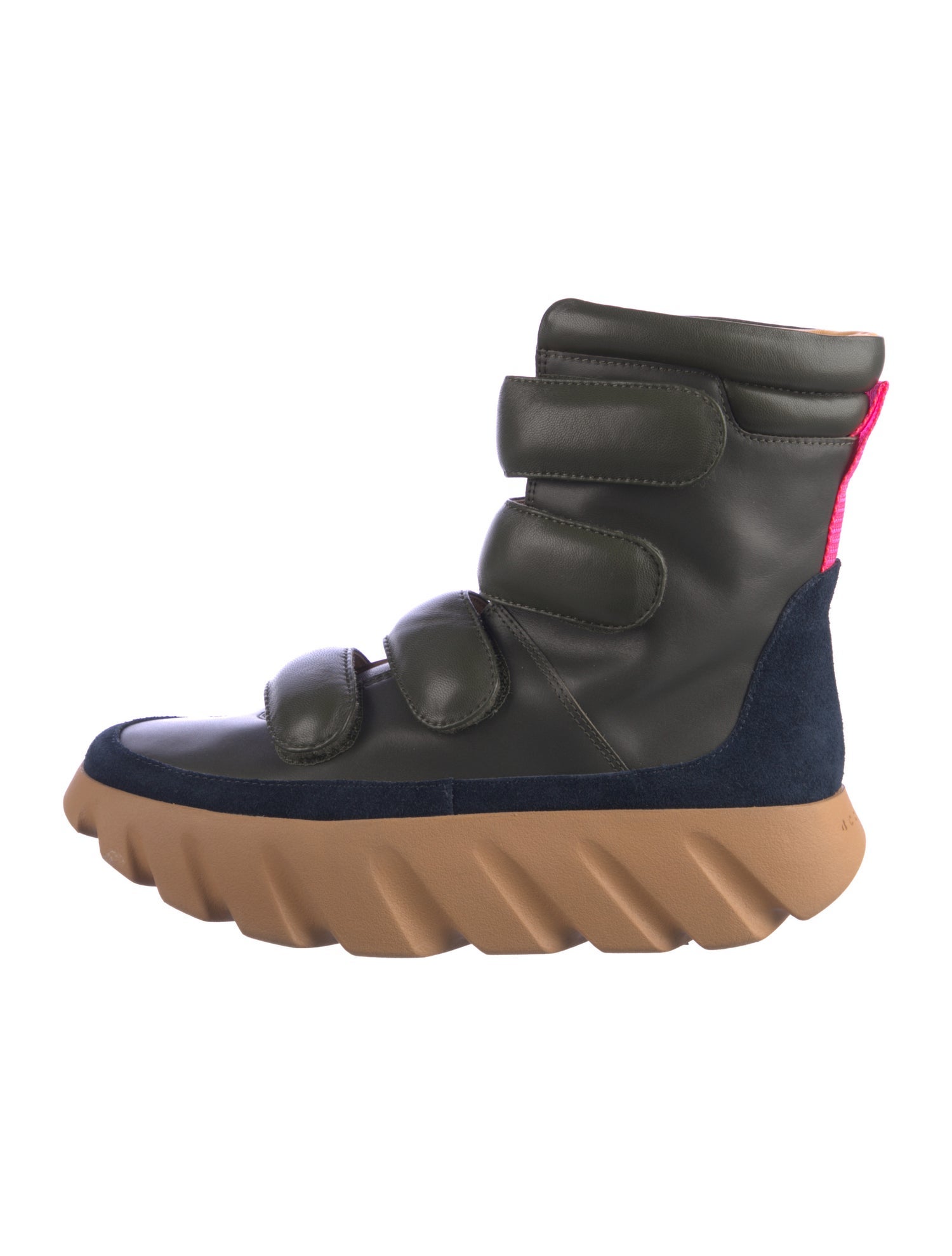 4CCCCEES Leather Colorblock Pattern Combat Boots