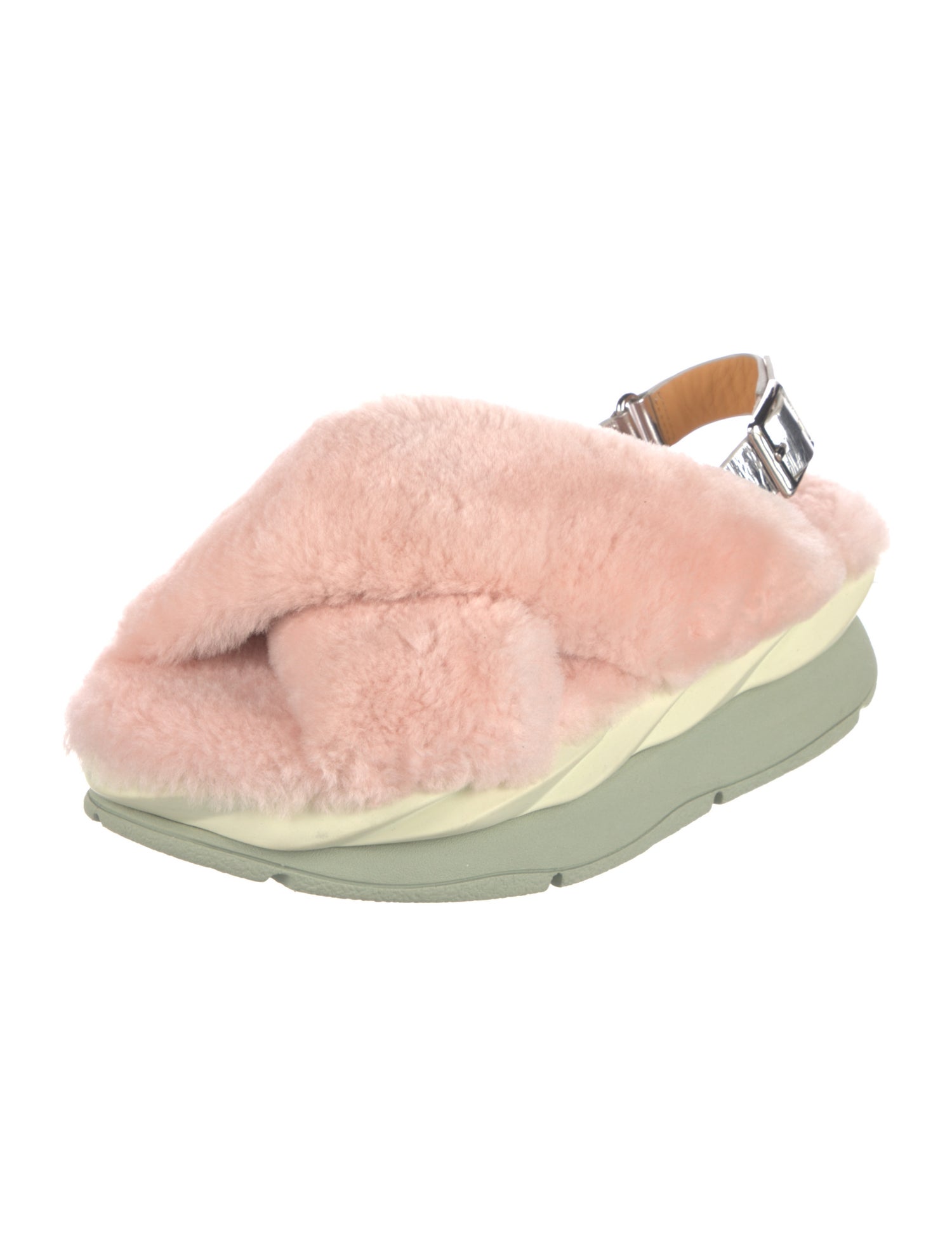 4CCCCEES Shearling Slingback Flats