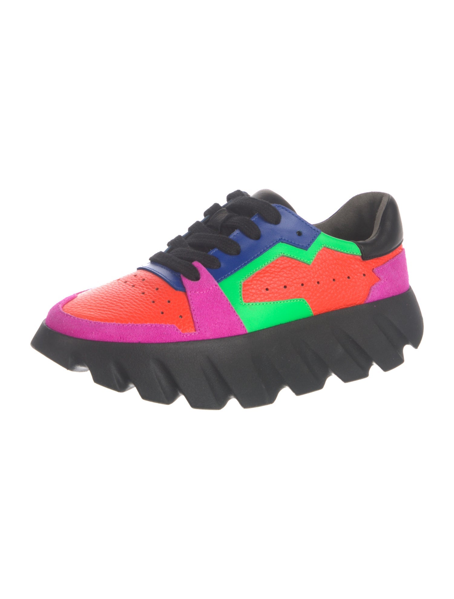 4CCCCEES Leather Colorblock Pattern Sneakers