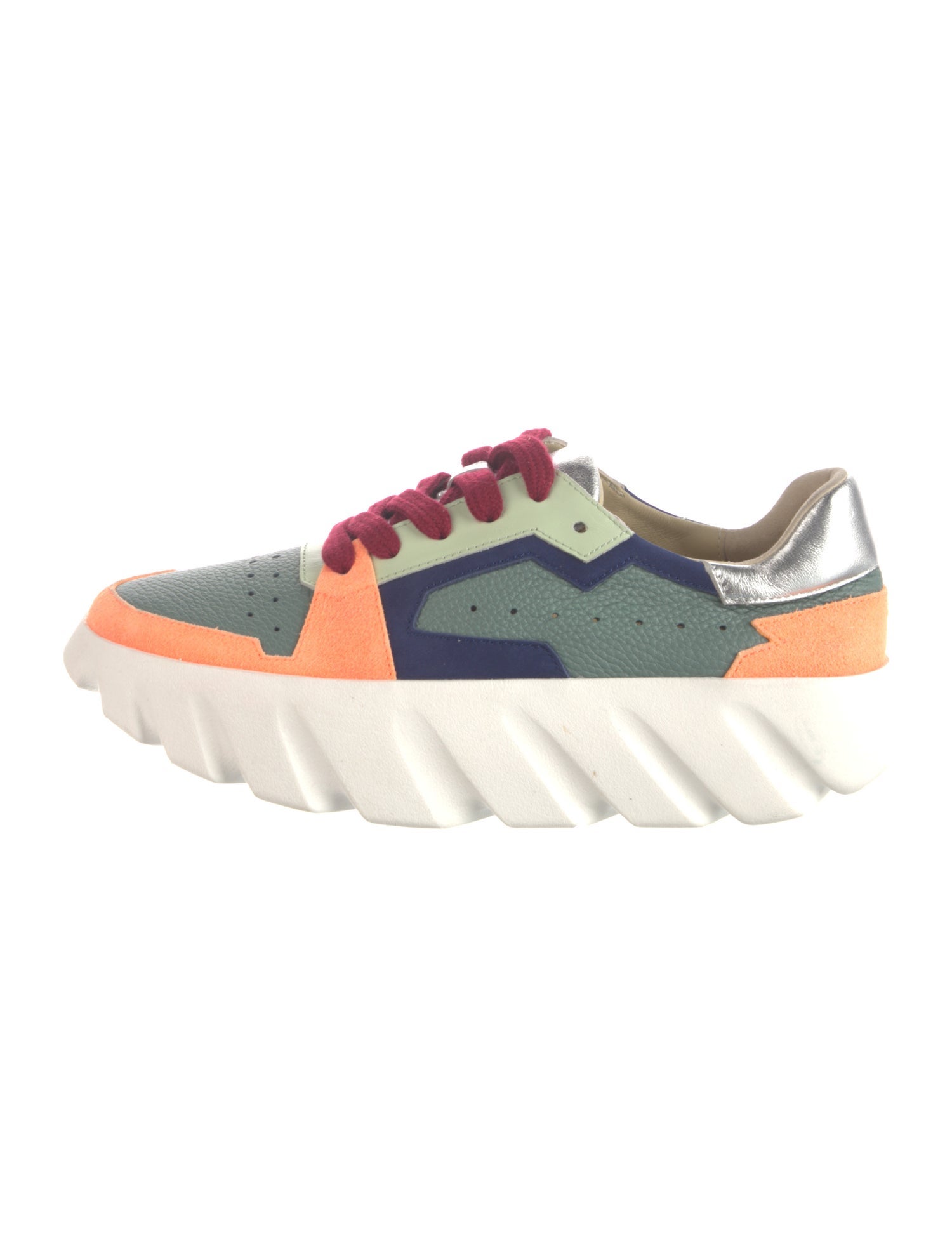 4CCCCEES Leather Colorblock Pattern Sneakers