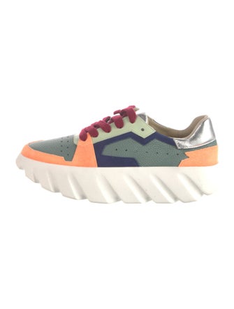 4CCCCEES Leather Colorblock Pattern Sneakers