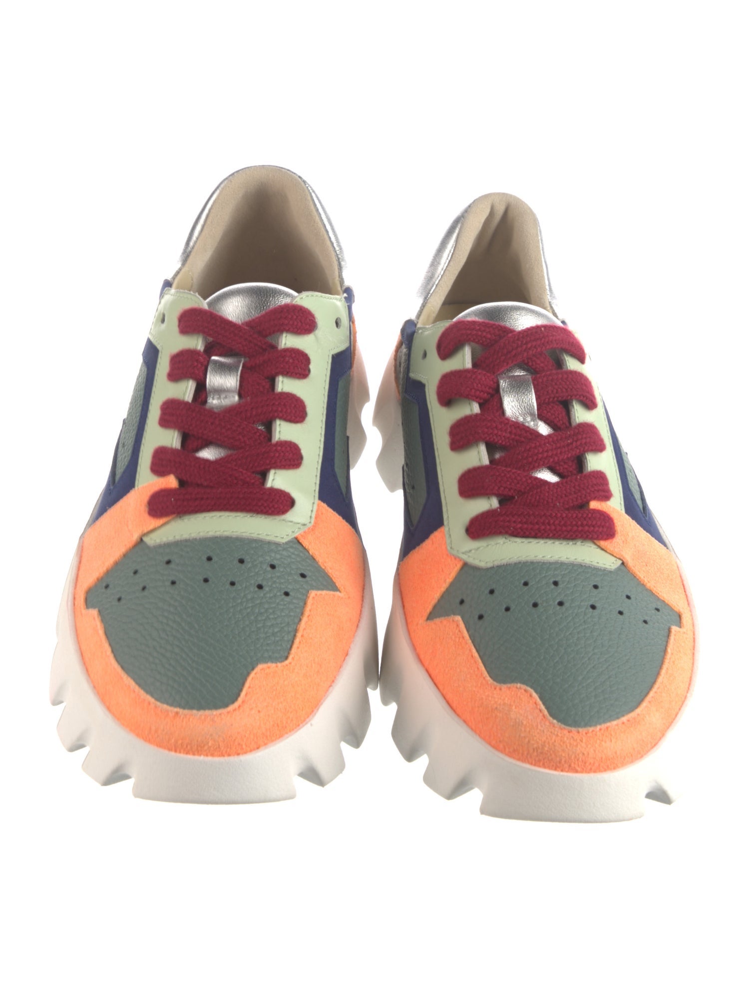 4CCCCEES Leather Colorblock Pattern Sneakers