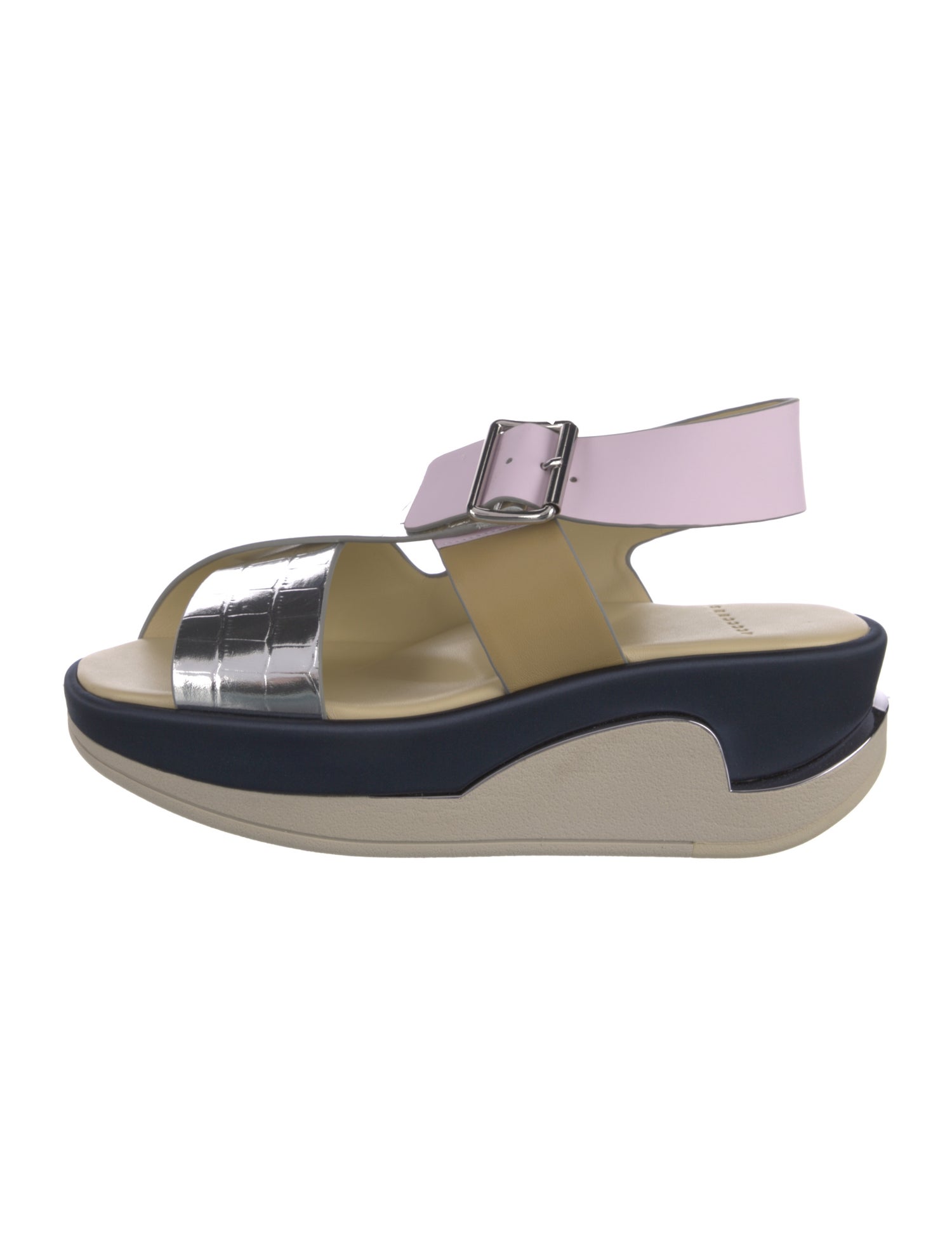 4CCCCEES Leather Colorblock Pattern Slingback Sandals w/ Tags