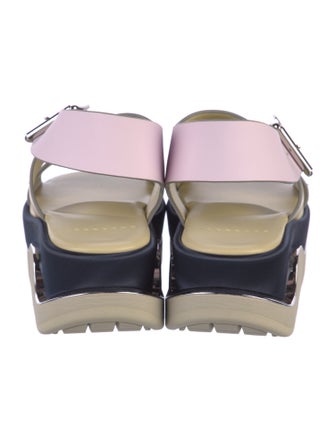 4CCCCEES Leather Colorblock Pattern Slingback Sandals