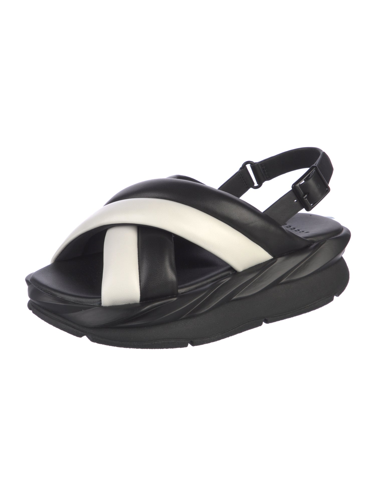 4CCCCEES Leather Colorblock Pattern Slingback Sandals