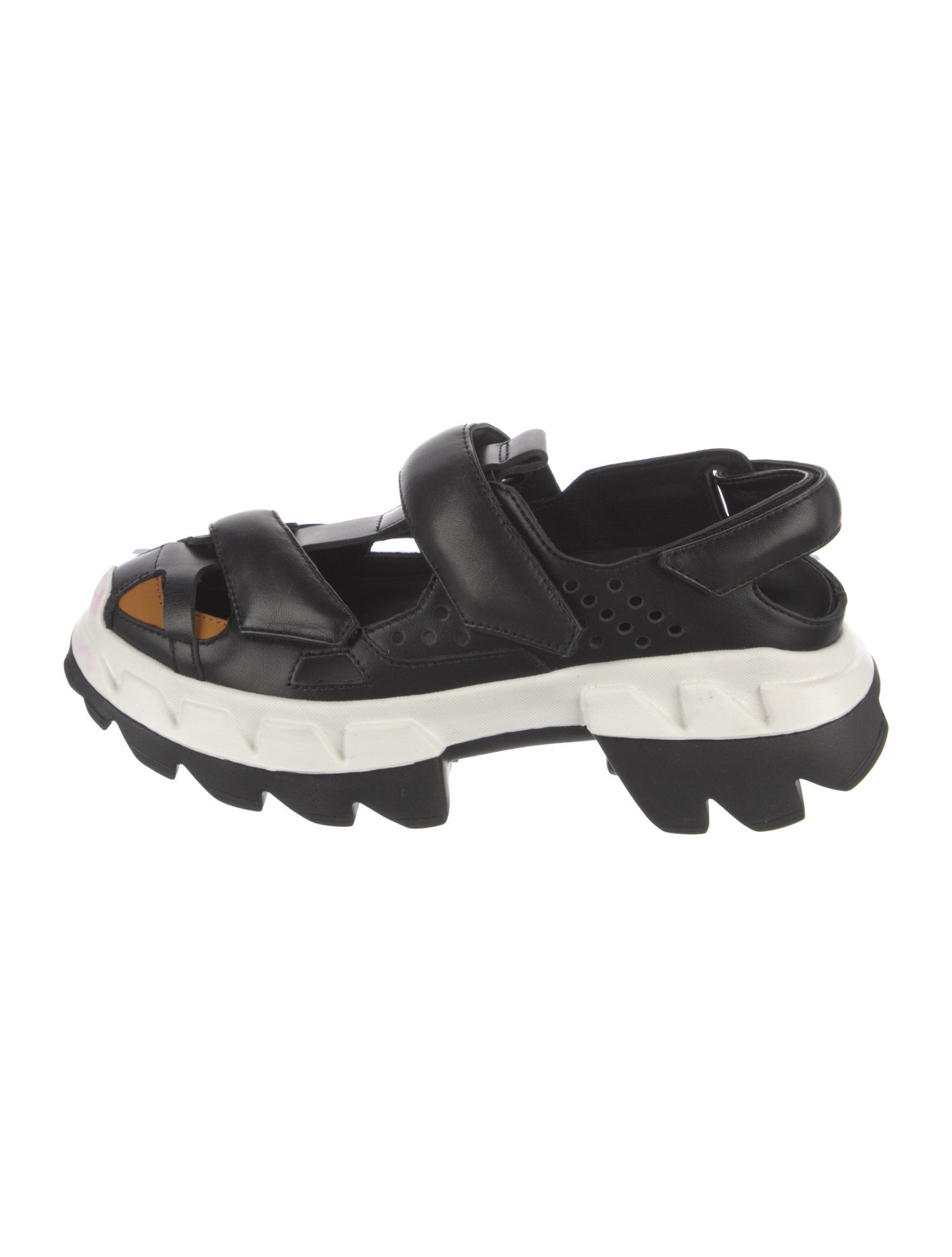 4CCCCEES Leather Colorblock Pattern Slingback Sandals