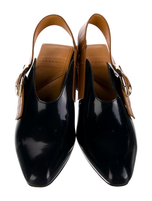 4CCCCEES Patent Leather Colorblock Pattern Slingback Pumps