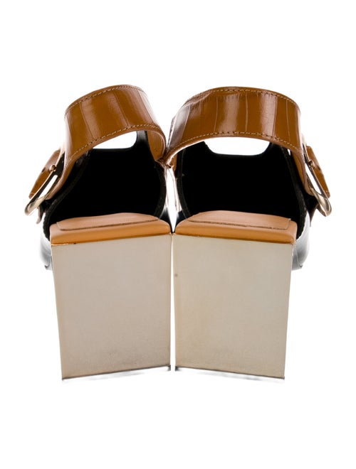 4CCCCEES Patent Leather Colorblock Pattern Slingback Pumps