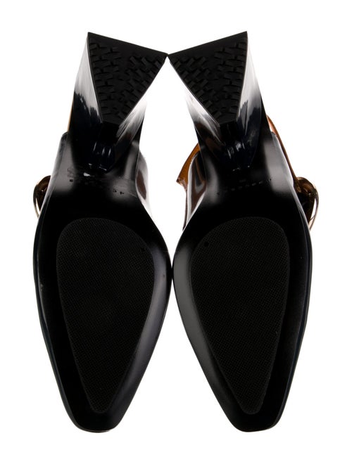4CCCCEES Patent Leather Colorblock Pattern Slingback Pumps