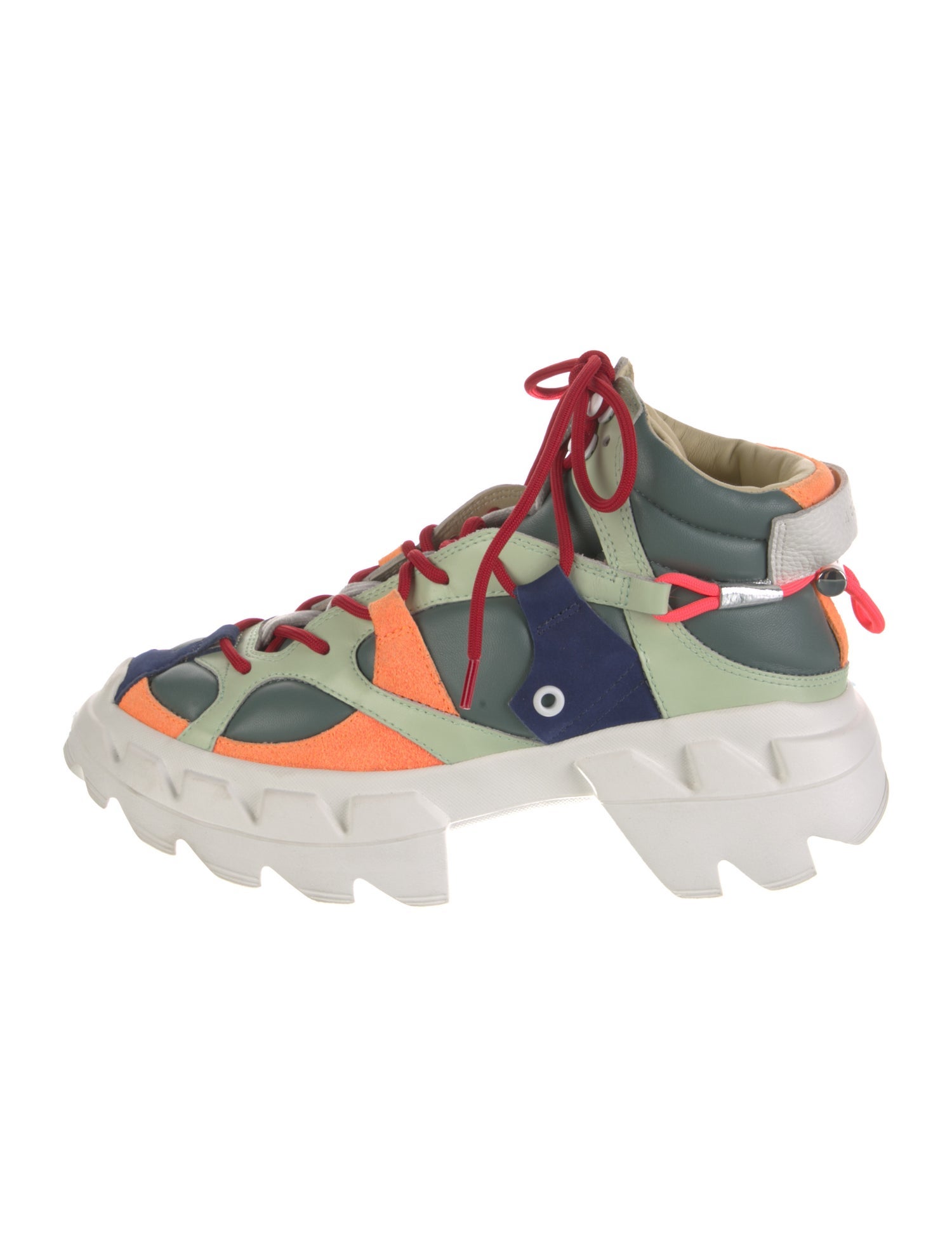 4CCCCEES Leather Colorblock Pattern Hiking Boots