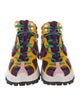 4CCCCEES Patent Leather Colorblock Pattern Hiking Boots