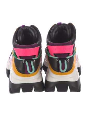 4CCCCEES Patent Leather Colorblock Pattern Hiking Boots