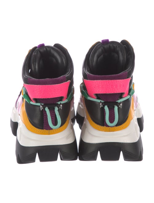 4CCCCEES Patent Leather Colorblock Pattern Hiking Boots