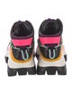 4CCCCEES Patent Leather Colorblock Pattern Hiking Boots
