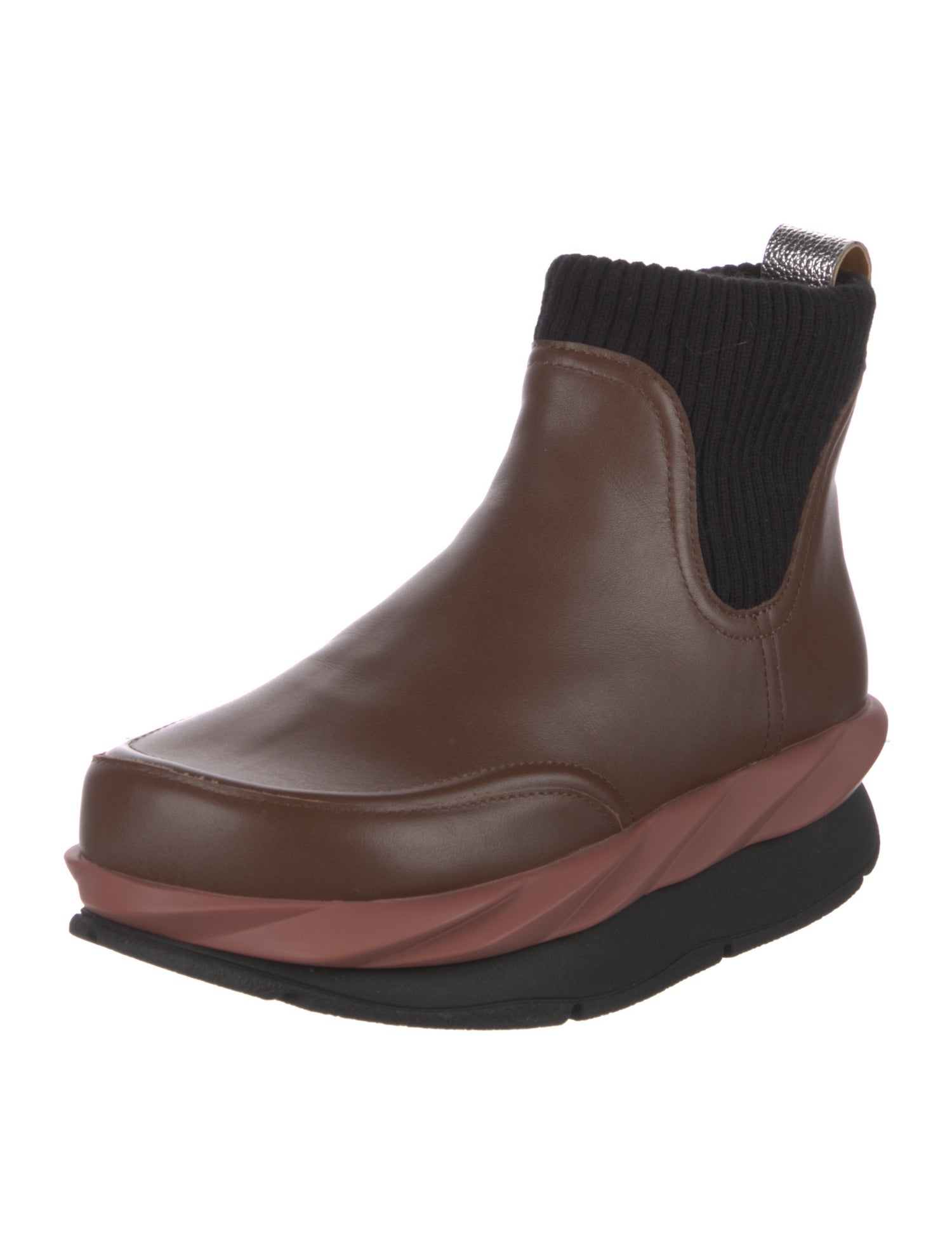 4CCCCEES Leather Colorblock Pattern Chelsea Boots