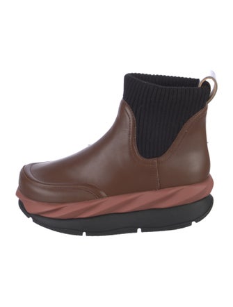 4CCCCEES Leather Colorblock Pattern Chelsea Boots