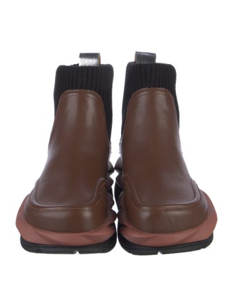 4CCCCEES Leather Colorblock Pattern Chelsea Boots