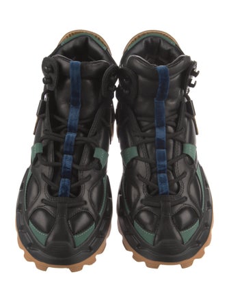 4CCCCEES Leather Colorblock Pattern Chunky Sneakers