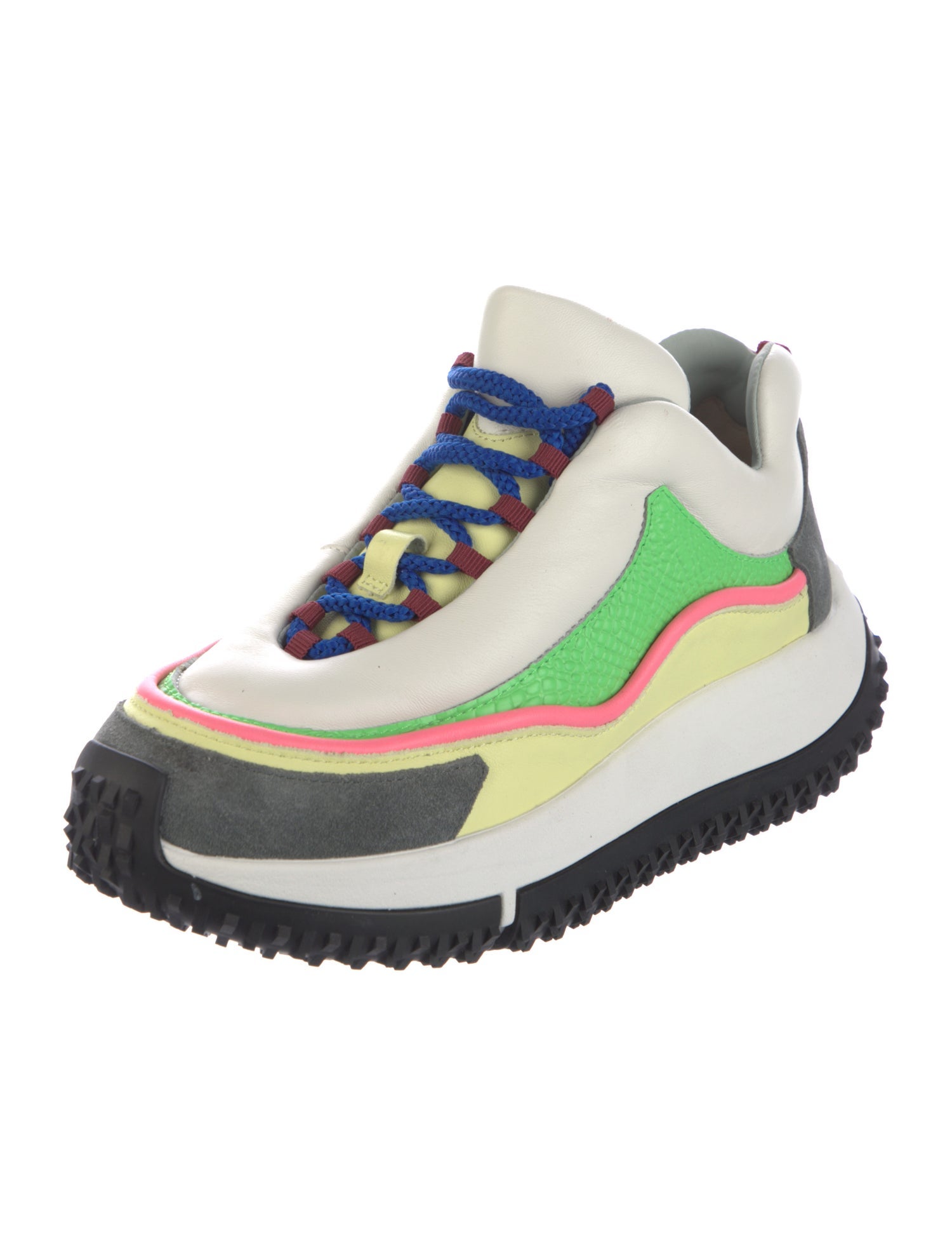 4CCCCEES Leather Colorblock Pattern Sneakers