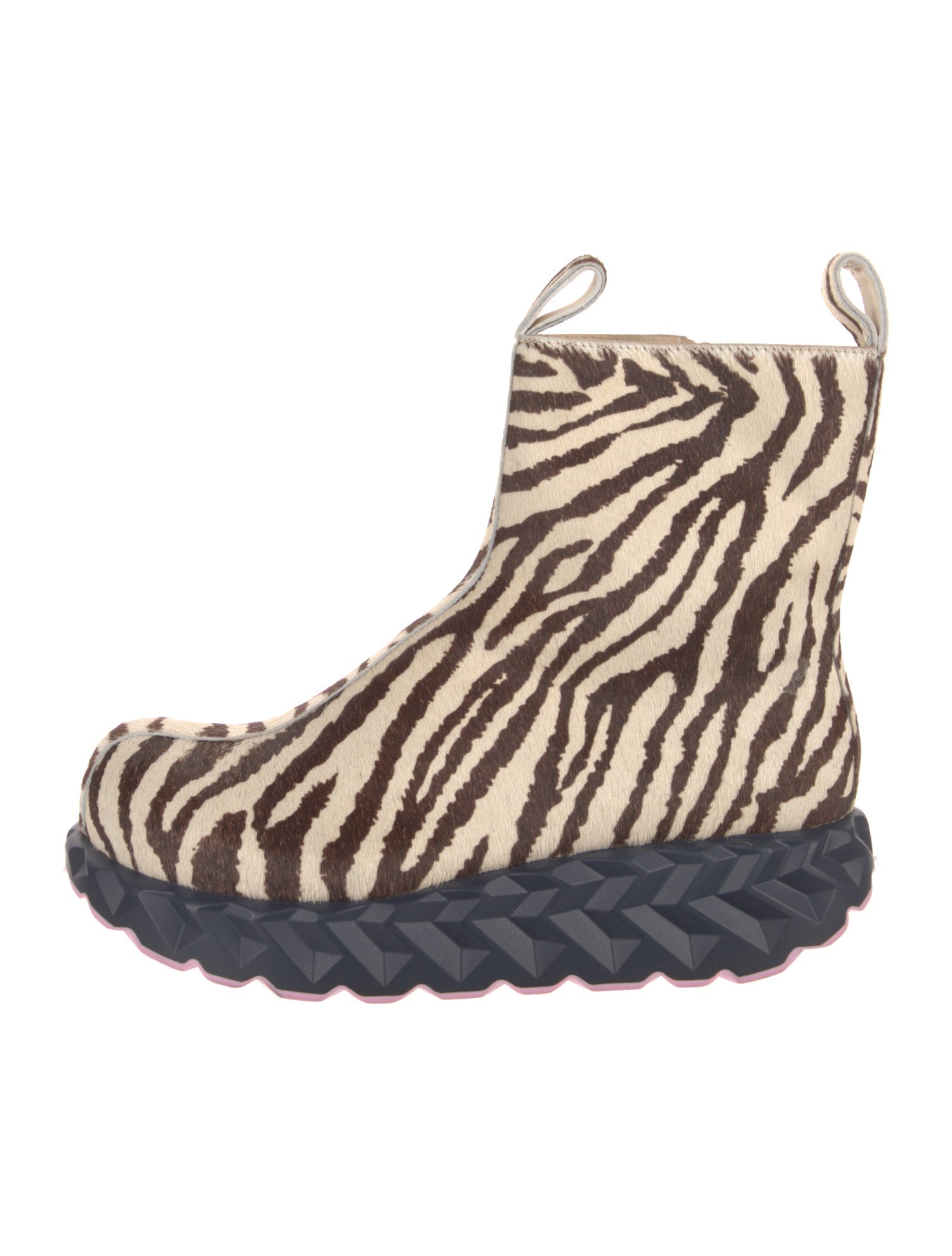 4CCCCEES Ponyhair Animal Print Lace-Up Boots