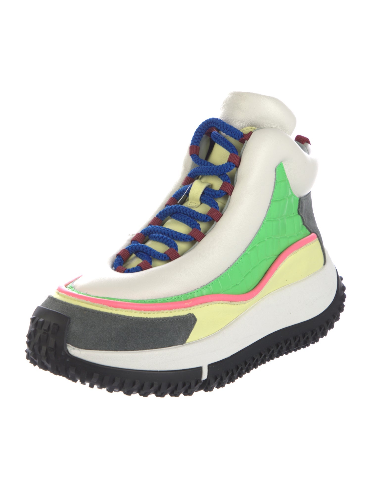 4CCCCEES Leather Colorblock Pattern Sneakers