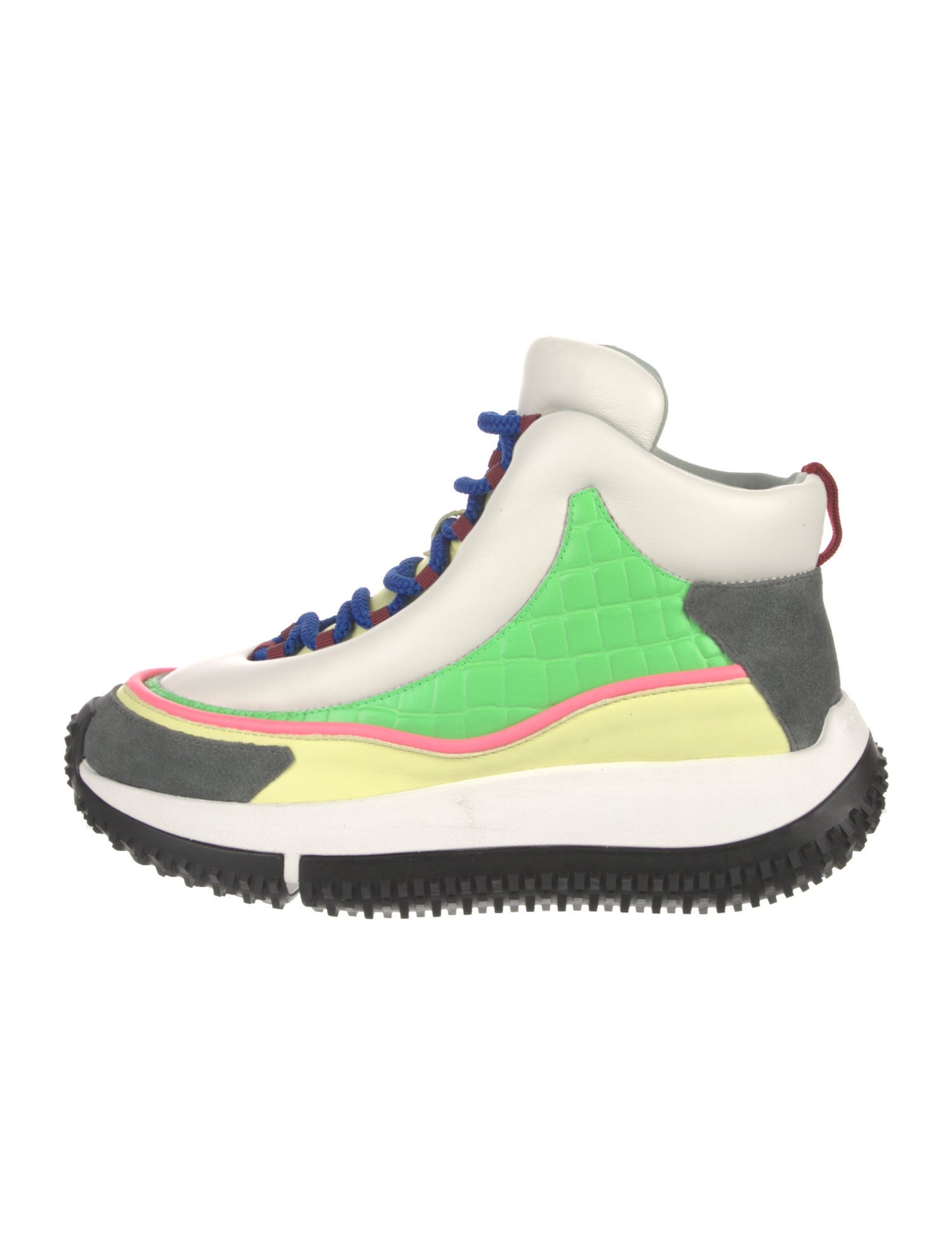 4CCCCEES Leather Colorblock Pattern Wedge Sneakers