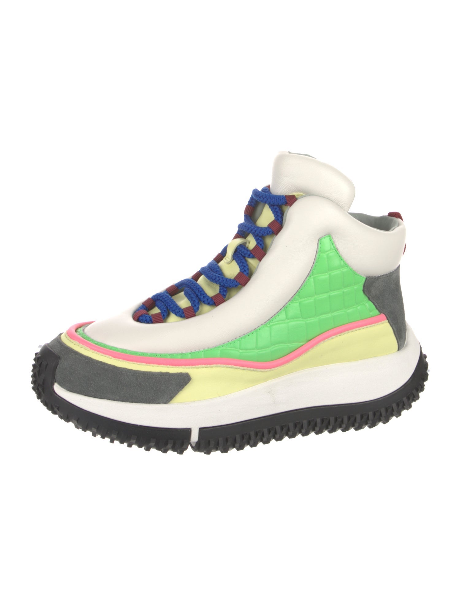 4CCCCEES Leather Colorblock Pattern Wedge Sneakers