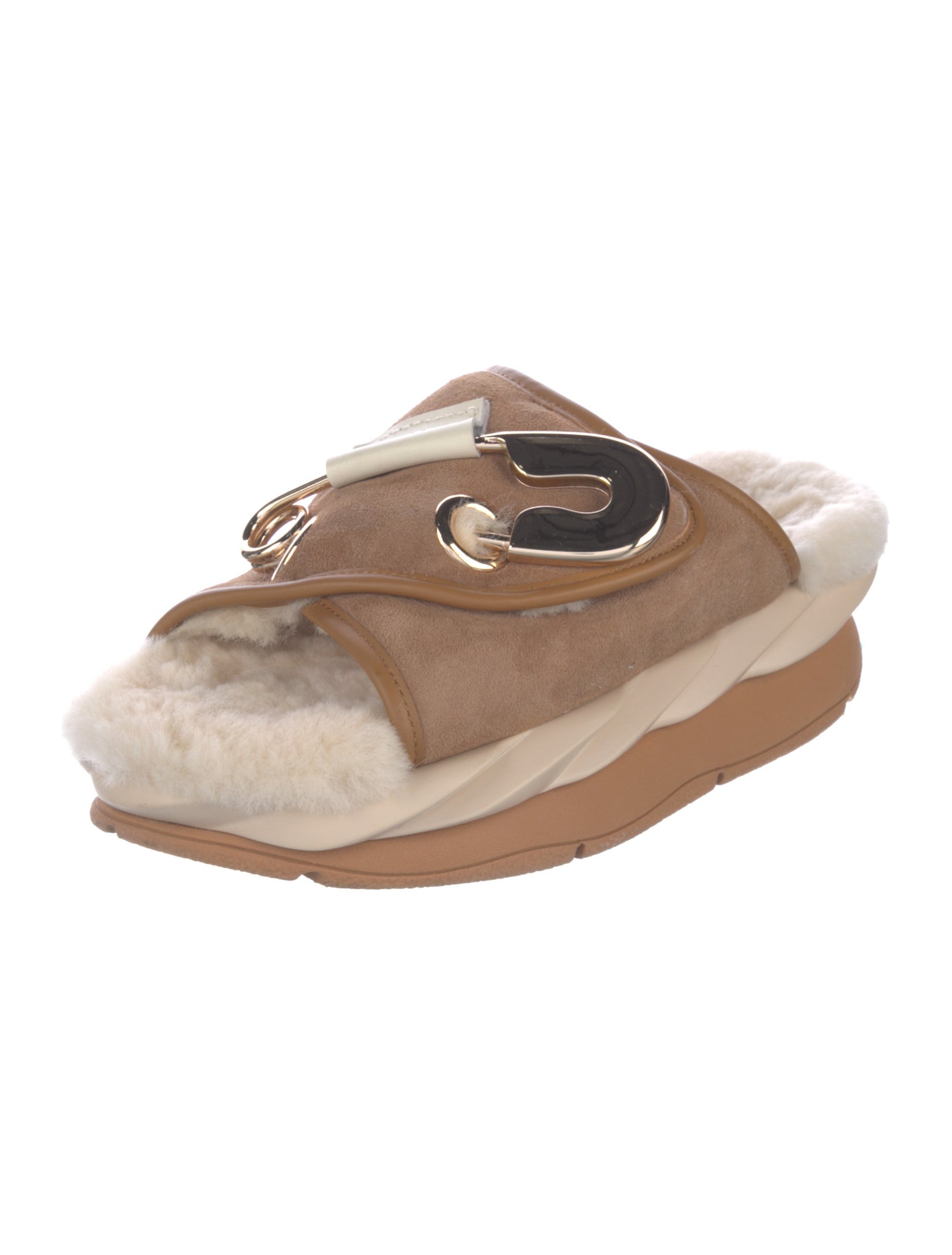 4CCCCEES Suede Colorblock Pattern Slides