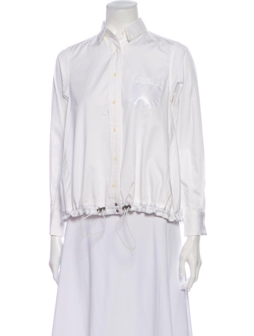 Sacai Luck Long Sleeve Button-Up Top White