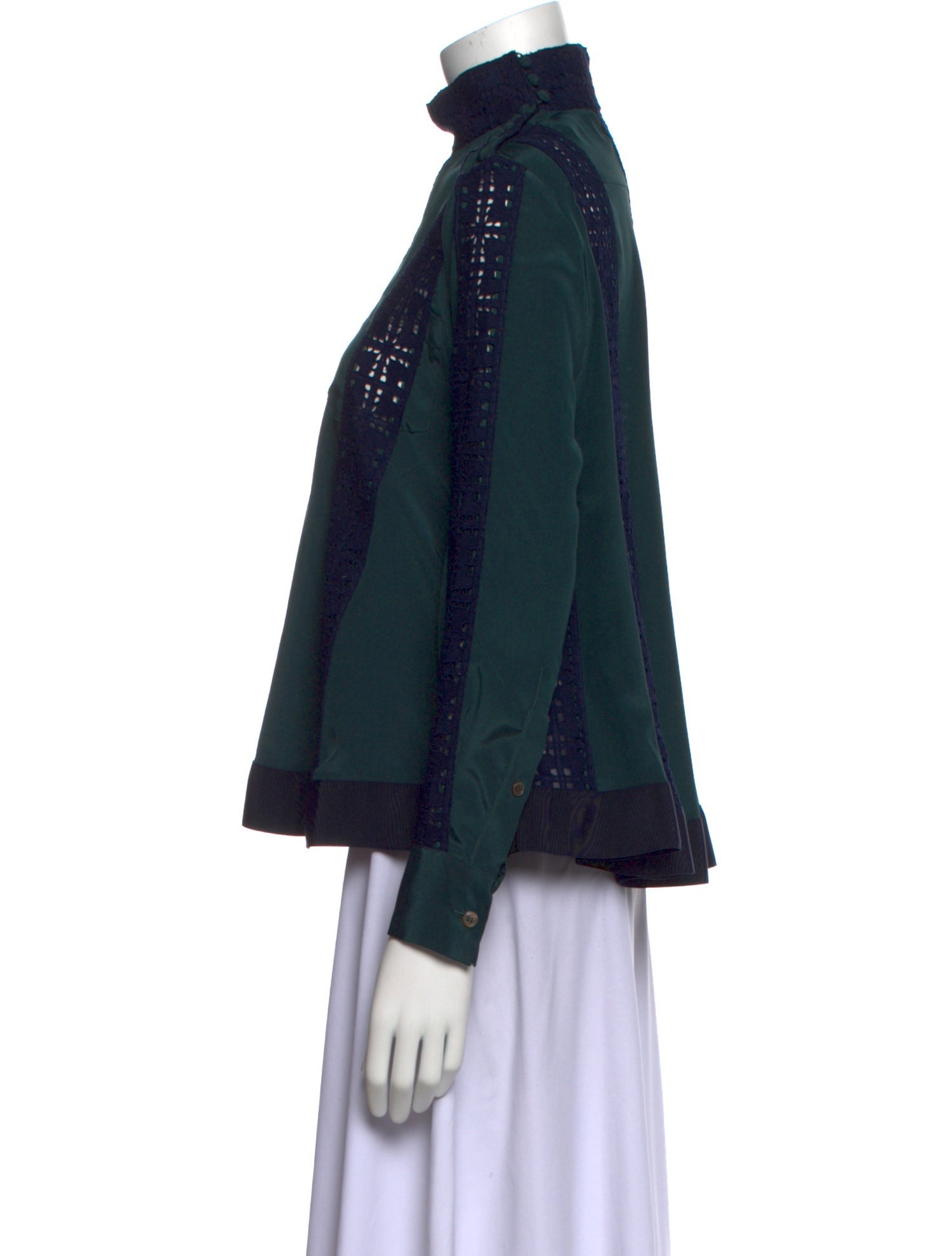 Sacai Luck Striped Mock Neck Blouse