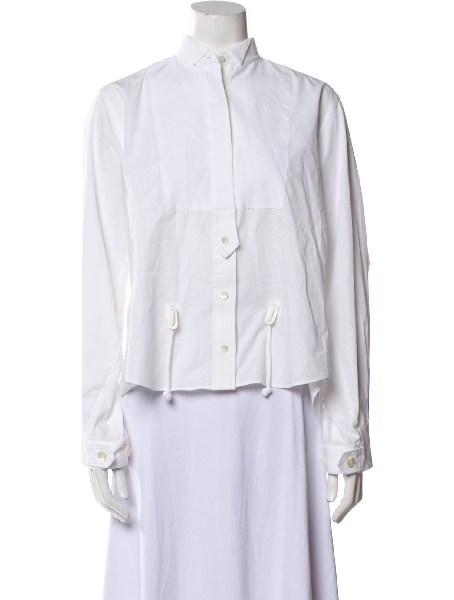 Sacai Luck Mock Neck Long Sleeve Button-Up Top
