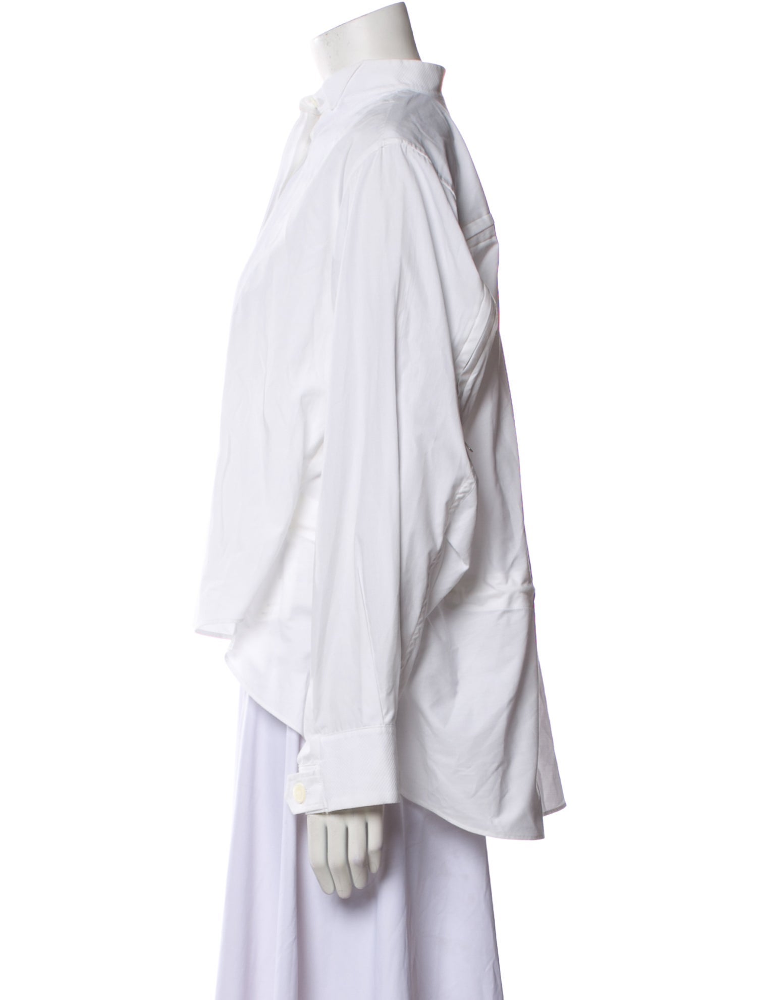 Sacai Luck Mock Neck Long Sleeve Button-Up Top