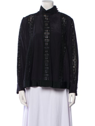 Sacai Luck Mock Neck Long Sleeve Button-Up Top