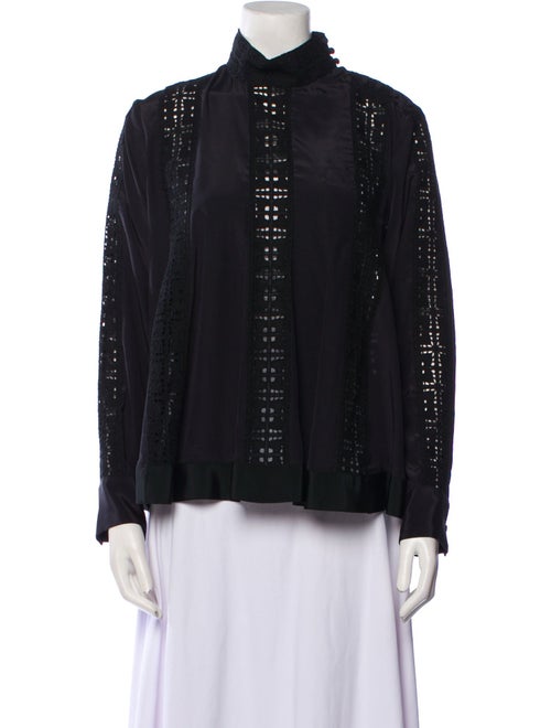 Sacai Luck Mock Neck Long Sleeve Button-Up Top