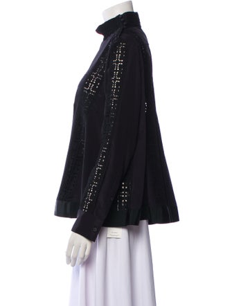 Sacai Luck Mock Neck Long Sleeve Button-Up Top