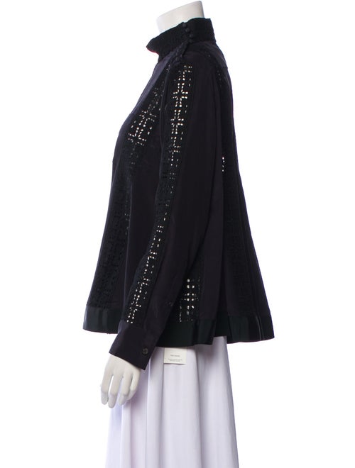 Sacai Luck Mock Neck Long Sleeve Button-Up Top