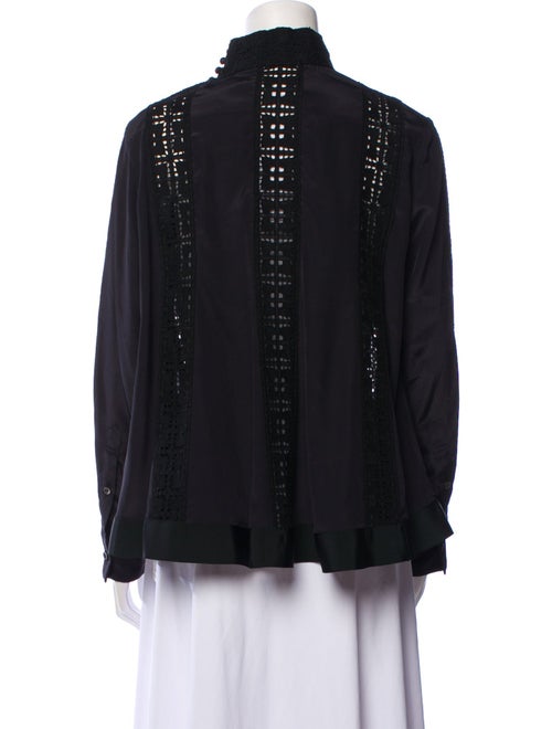 Sacai Luck Mock Neck Long Sleeve Button-Up Top