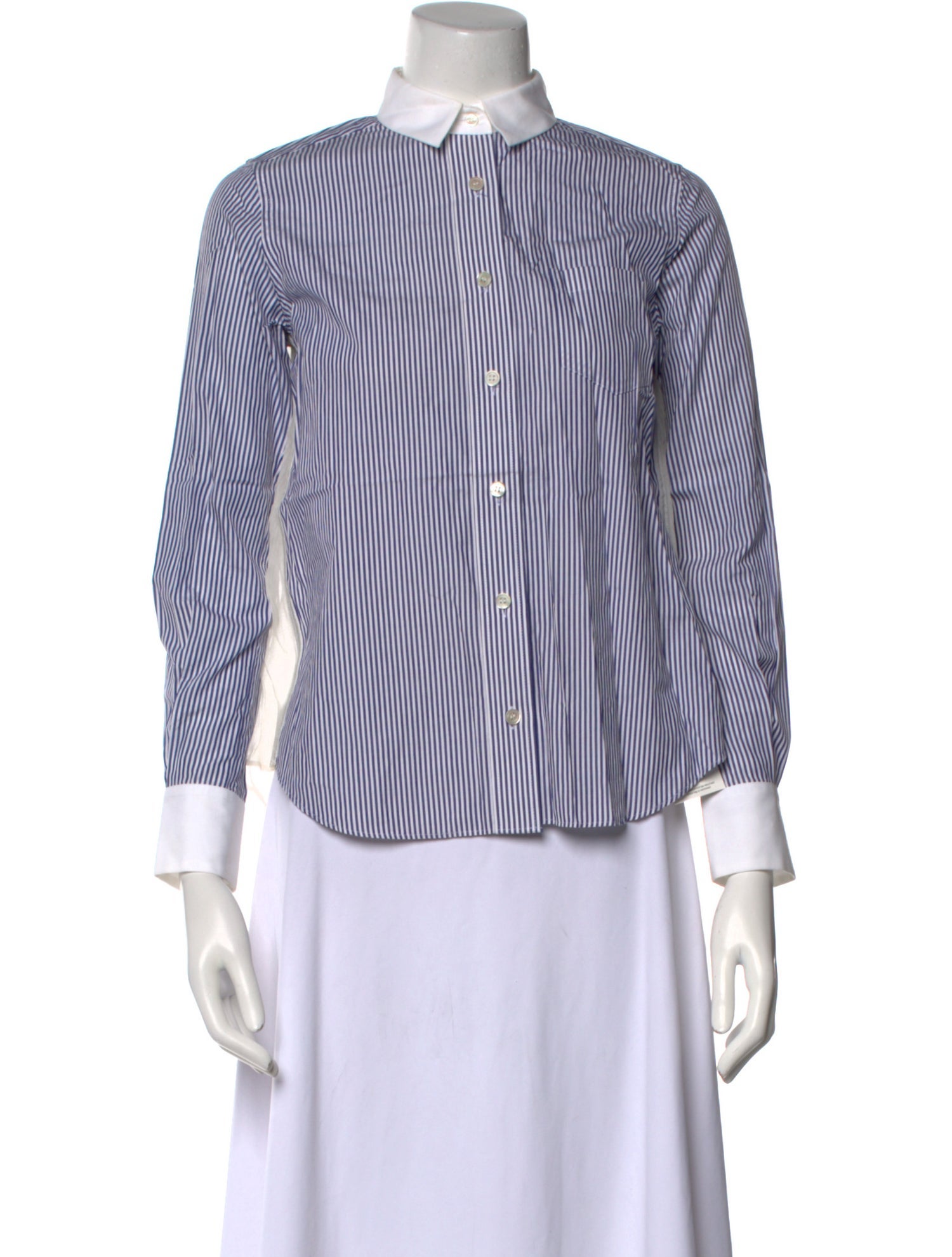 Sacai Luck Striped Mock Neck Button-Up Top