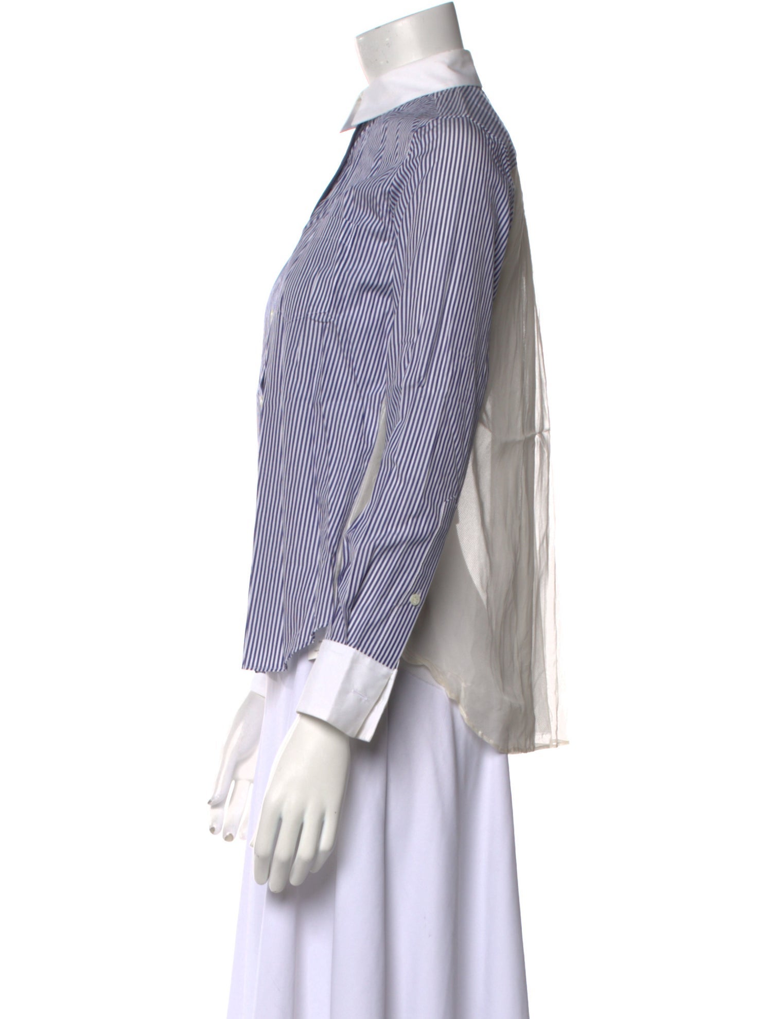 Sacai Luck Striped Mock Neck Button-Up Top