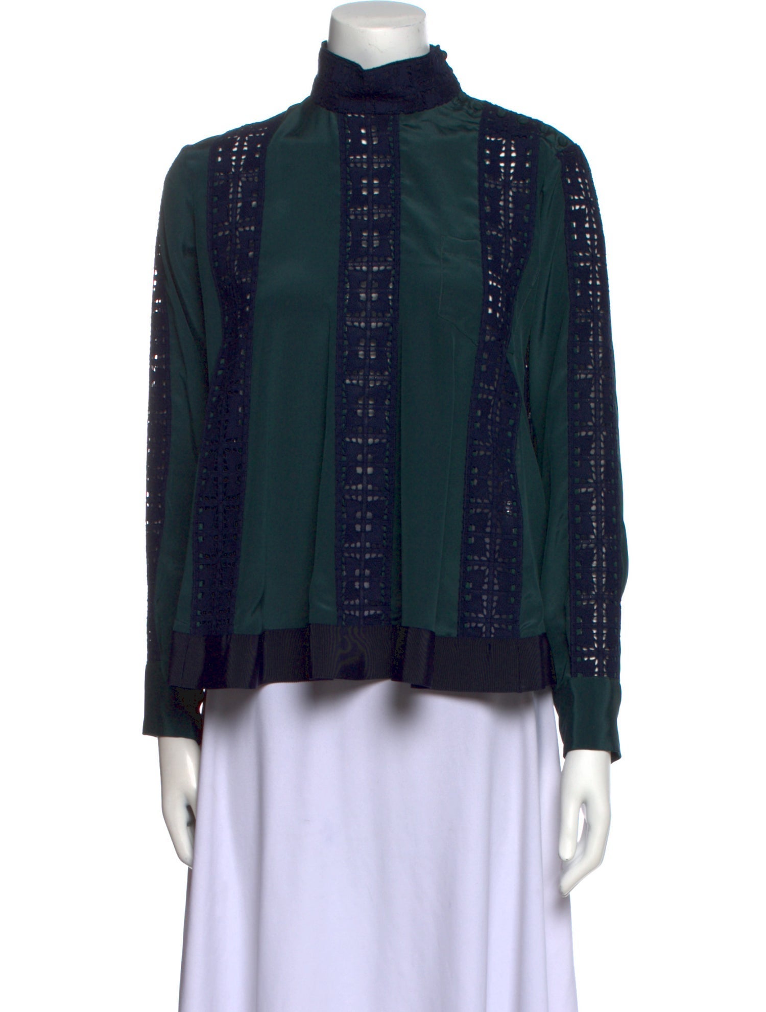Sacai Luck Striped Mock Neck Blouse