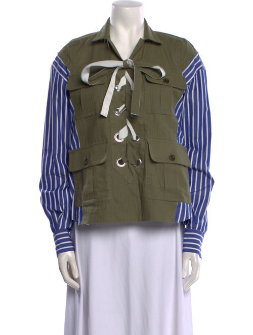 Sacai Luck Striped Long Sleeve Button-Up Top