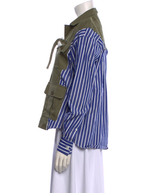Sacai Luck Striped Long Sleeve Button-Up Top
