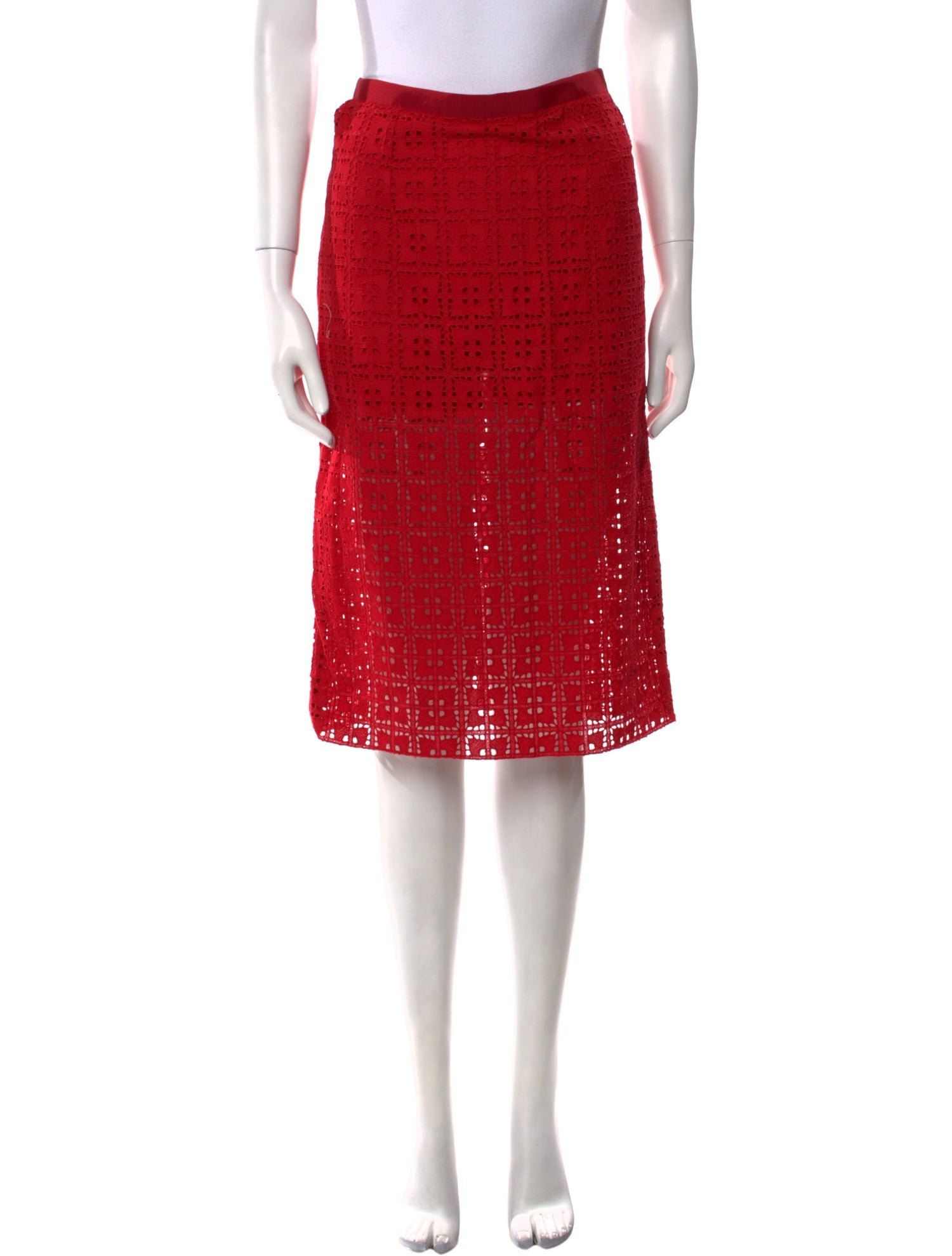 Sacai Luck Eyelet Trim Knee-Length Skirt