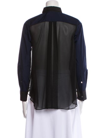 Sacai Luck Wool Long Sleeve Button-Up Top