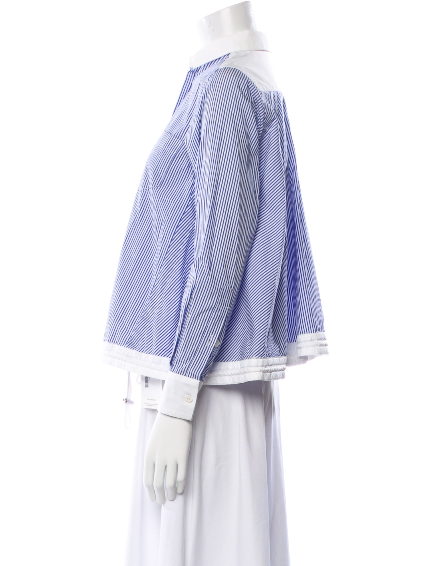 Sacai Luck Striped Three-Quarter Sleeve Button-Up Top