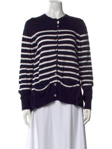 Pre-owned Sacai Luck Striped Crew Neck Top In Blue
