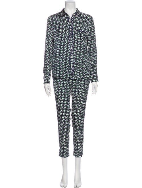 Piamita Silk Printed Pajamas Green