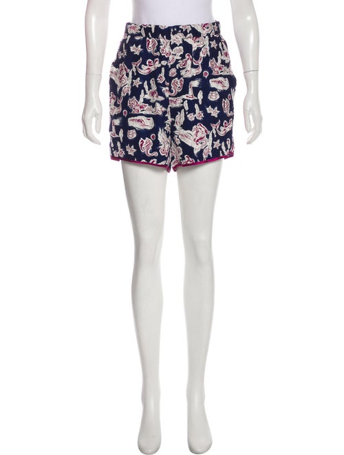 Piamita Silk Print Shorts Navy